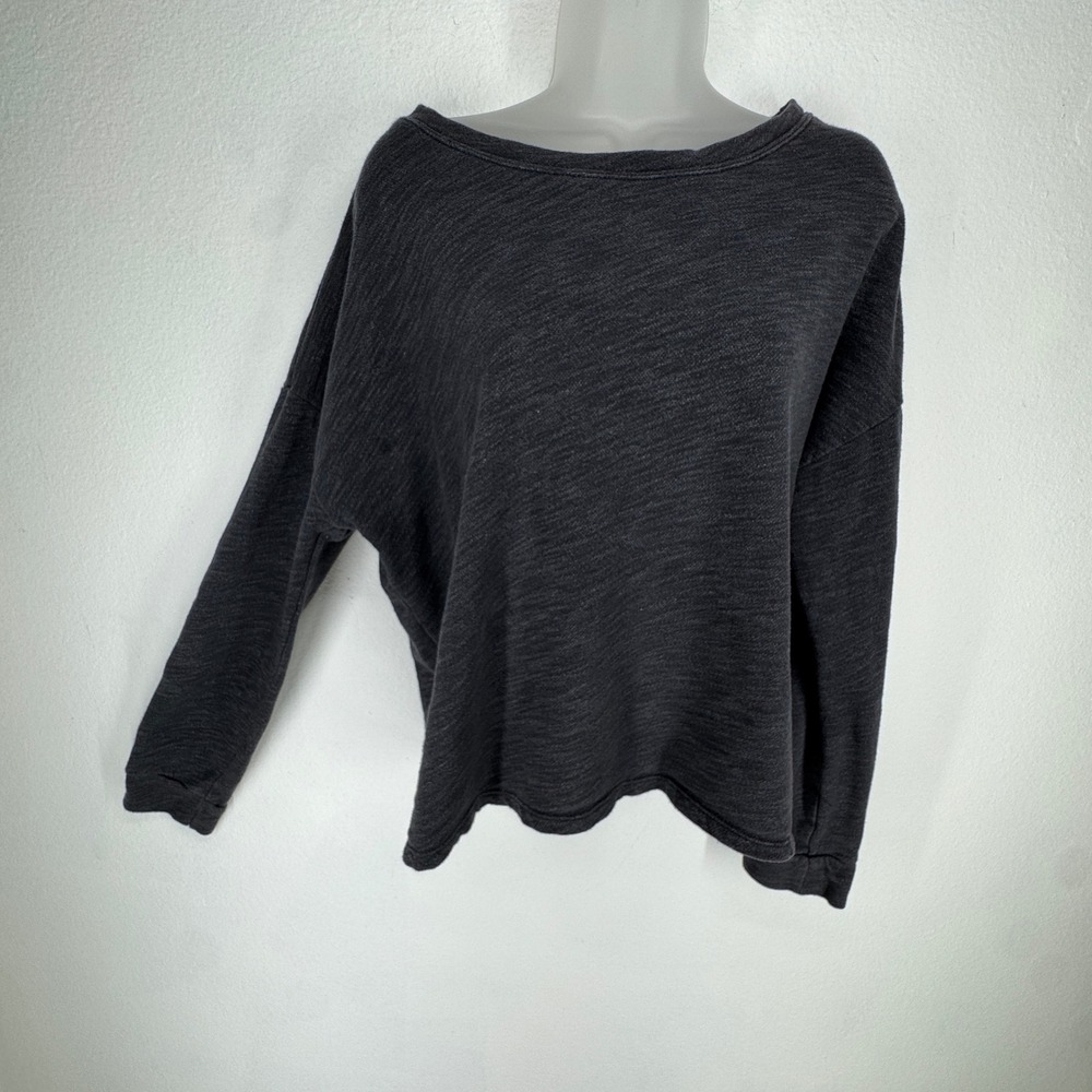 Hollister Women Gray Lace Open Back Sweatshirt Oversized Slouchy Top Medium - Picture 2 of 8